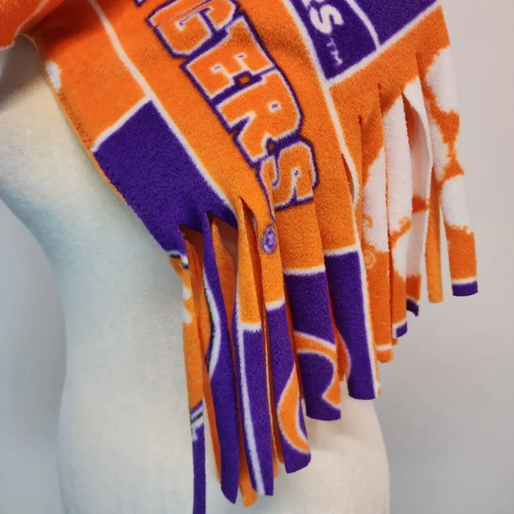 Clemson University Fleece Scarf Fringe Orange Purple Unisex School Spirit Uni